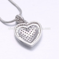 elegant white gold heart shape in pave setting brass pendant jewelry